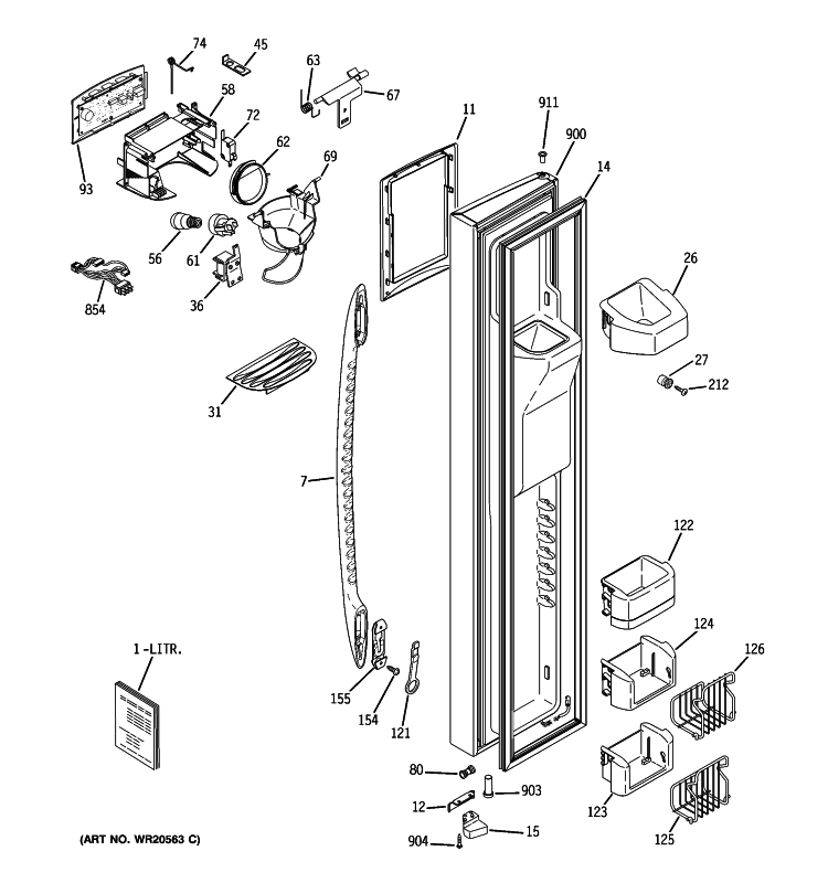 FREEZER DOOR Diagram and Parts List for PSSF3RGXCWW  General Electric Refrigerator