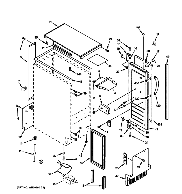 CABINET, LINER & DOOR PARTS Diagram and Parts List for ZDIS150WSS  General Electric Ice Maker