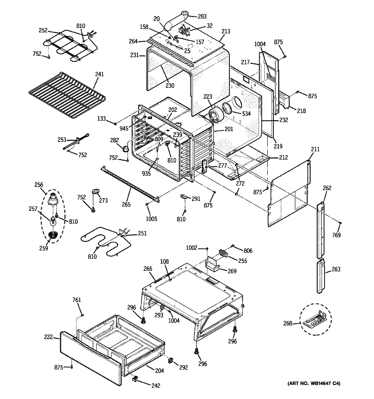 BODY PARTS Diagram and Parts List for JSP39SN4SS  General Electric Range