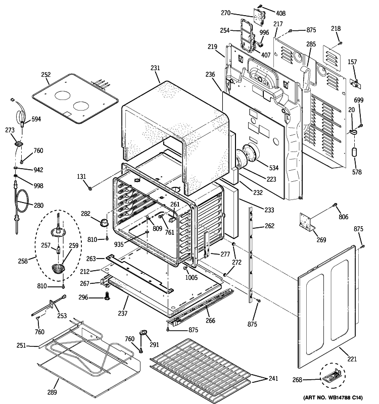 LOWER OVEN Diagram and Parts List for PB979SP5SS  General Electric Range