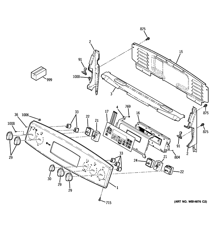 CONTROL PANEL Diagram and Parts List for PB909SP2SS  General Electric Range