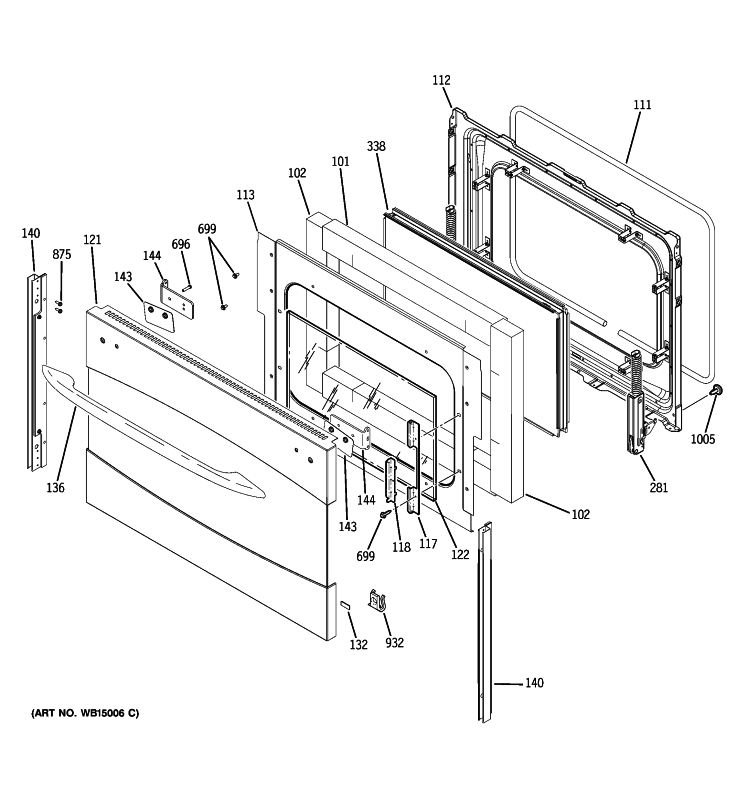 LOWER DOOR Diagram and Parts List for PCB975SP4SS  General Electric Range