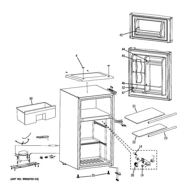 REFRIGERATOR PARTS Diagram and Parts List for WMR03GAZABB  General Electric Refrigerator
