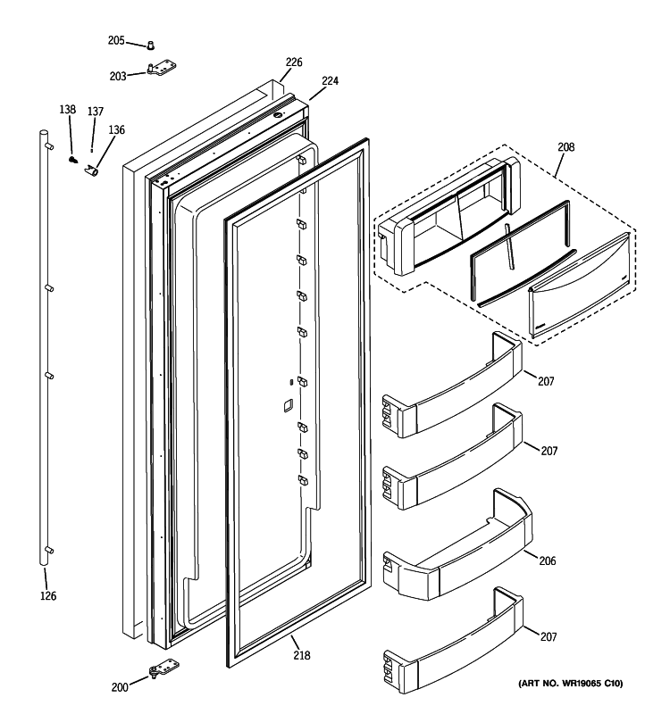 FRESH FOOD DOOR Diagram and Parts List for ZISS420DXBSS  General Electric Refrigerator