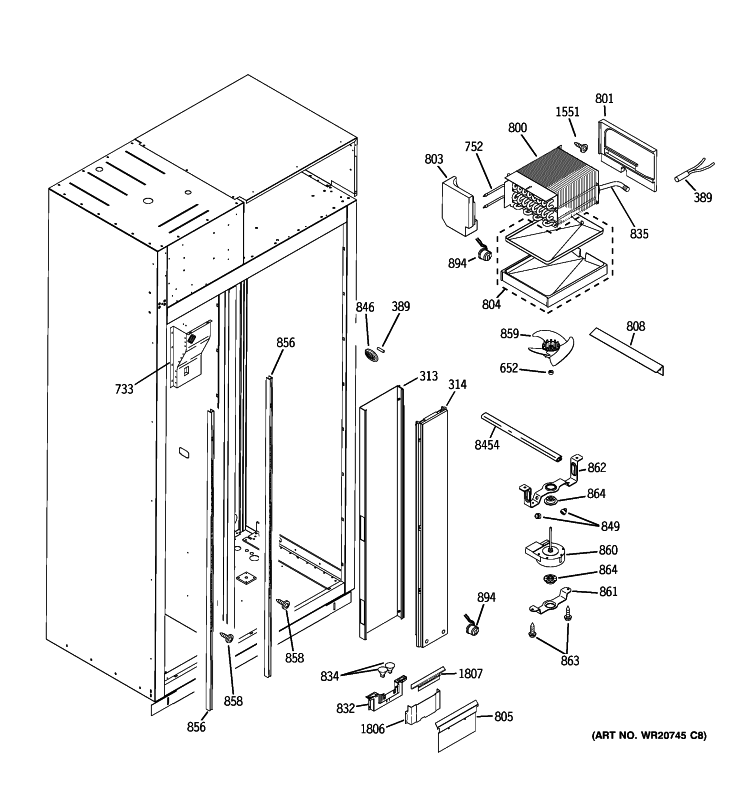 FREEZER SECTION Diagram and Parts List for ZISS420DXBSS  General Electric Refrigerator