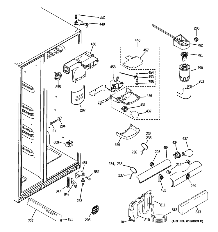 FRESH FOOD SECTION Diagram and Parts List for PSHS6MGZBESS  General Electric Refrigerator