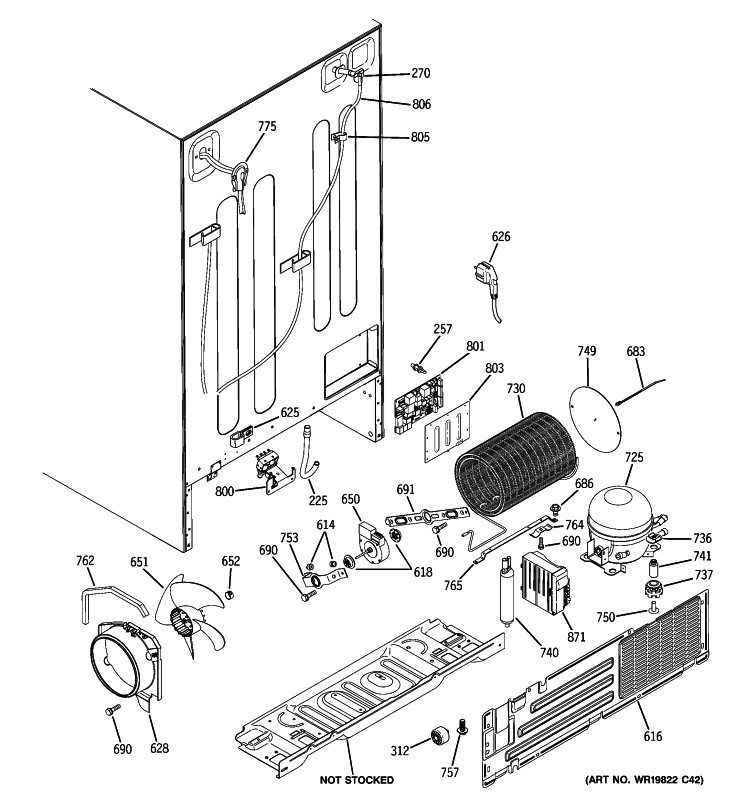 SEALED SYSTEM & MOTHER BOARD Diagram and Parts List for PSHS9PGZBCSS  General Electric Refrigerator