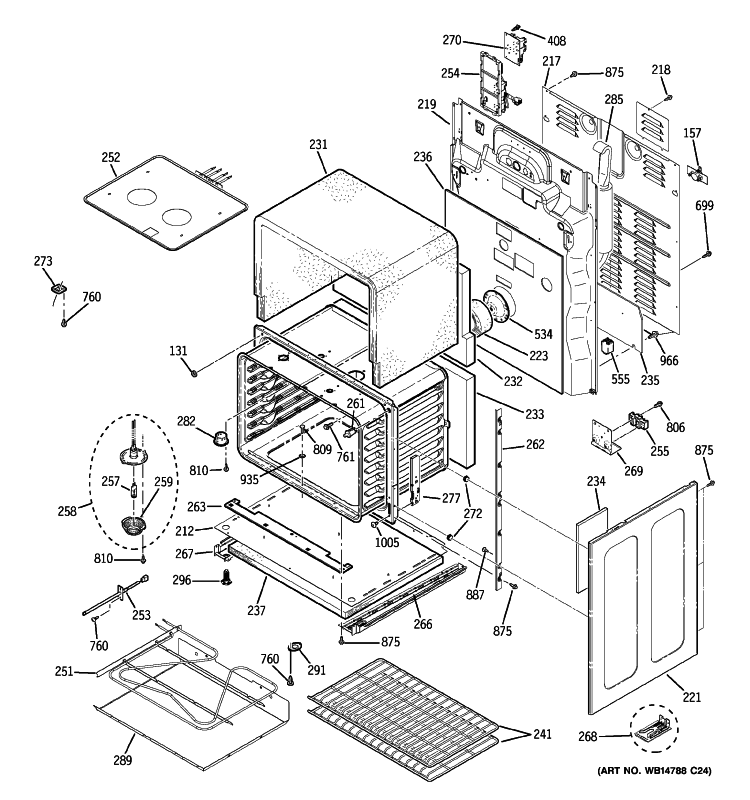 LOWER OVEN Diagram and Parts List for PB970TP2WW  General Electric Range