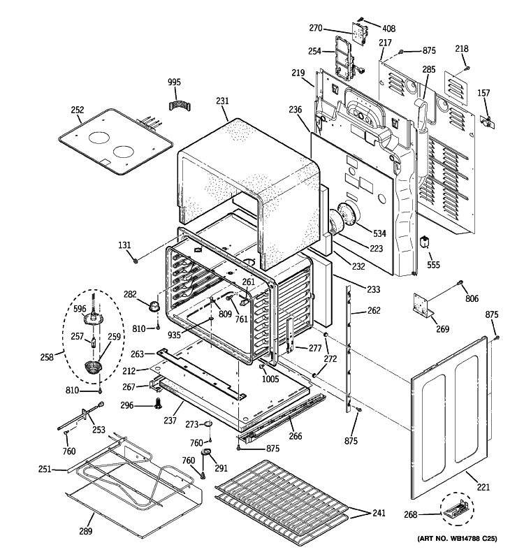 LOWER OVEN Diagram and Parts List for PB970SP6SS  General Electric Range