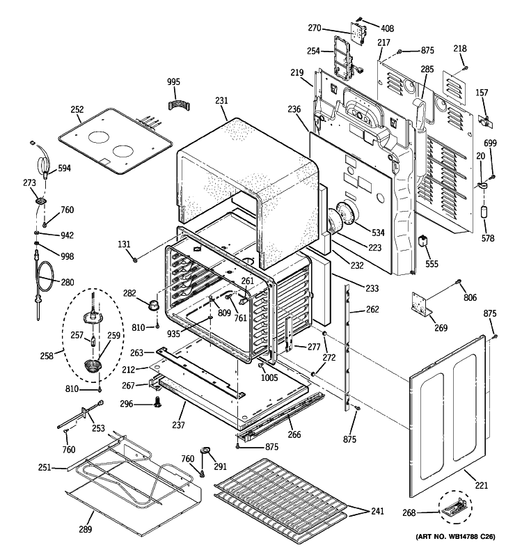 LOWER OVEN Diagram and Parts List for PB975TP4WW  General Electric Range