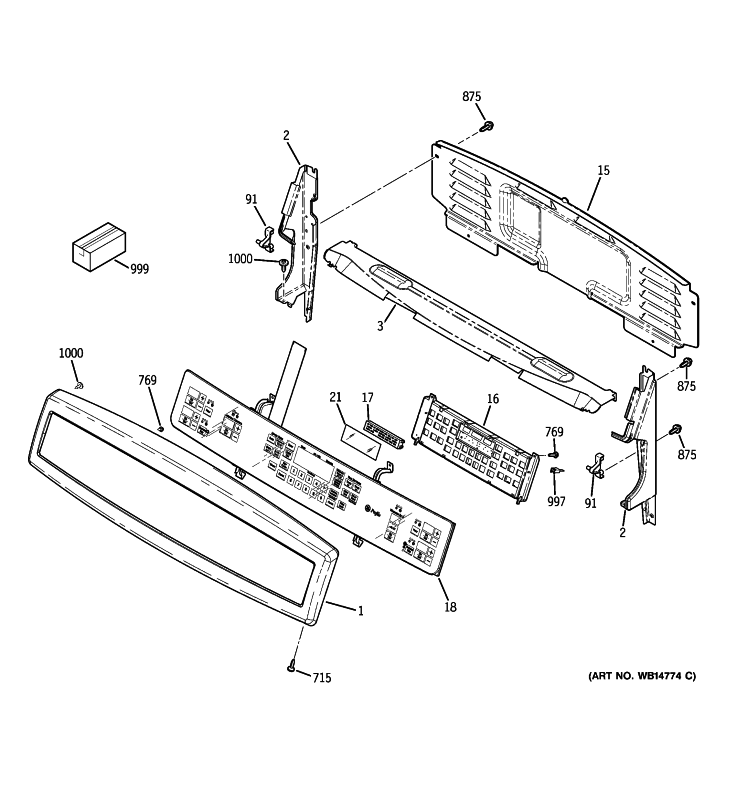 CONTROL PANEL Diagram and Parts List for PB979SP1SS  General Electric Range