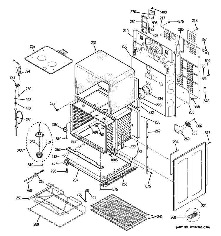 LOWER OVEN Diagram and Parts List for PB979SP1SS  General Electric Range