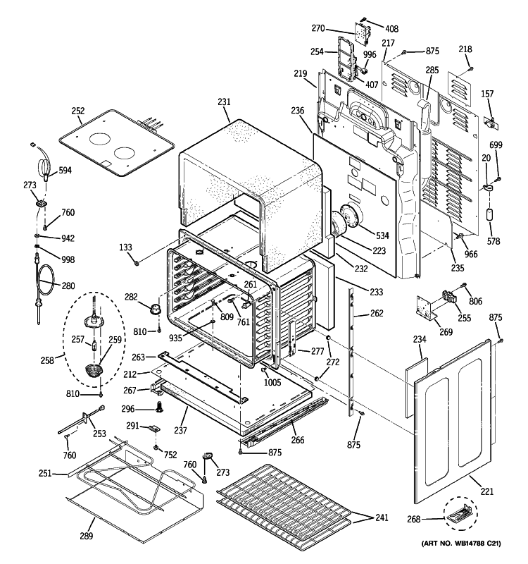 LOWER OVEN Diagram and Parts List for PB979SP2SS  General Electric Range