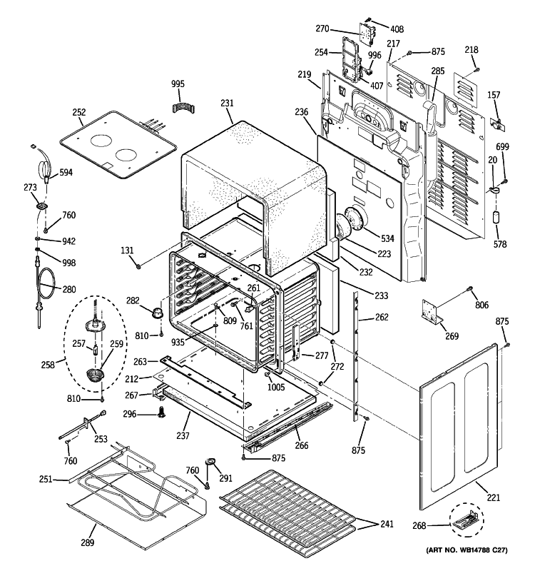 LOWER OVEN Diagram and Parts List for PB979SP6SS  General Electric Range
