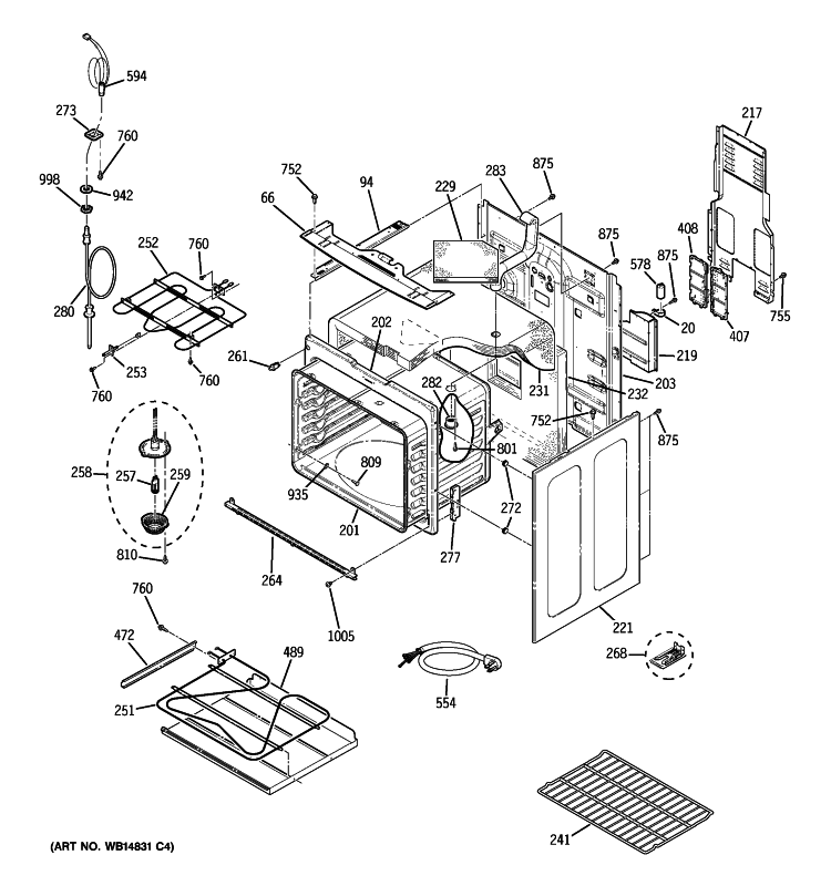 BODY PARTS Diagram and Parts List for PCB920SR1SS  General Electric Range