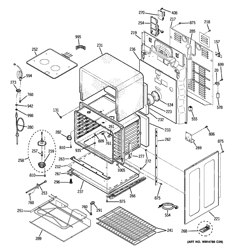 LOWER OVEN Diagram and Parts List for PCB975DP4BB  General Electric Range