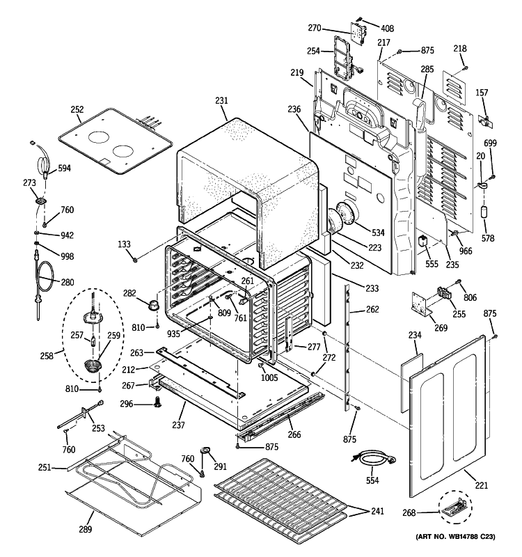 LOWER OVEN Diagram and Parts List for PCB975SP3SS  General Electric Range