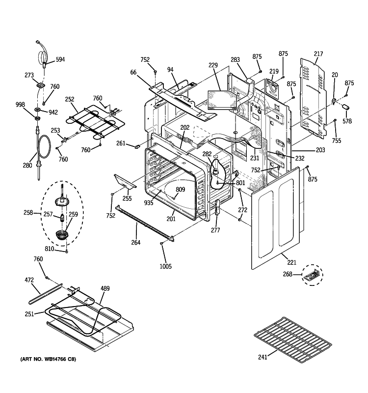 BODY PARTS Diagram and Parts List for PB969SP2SS  General Electric Range