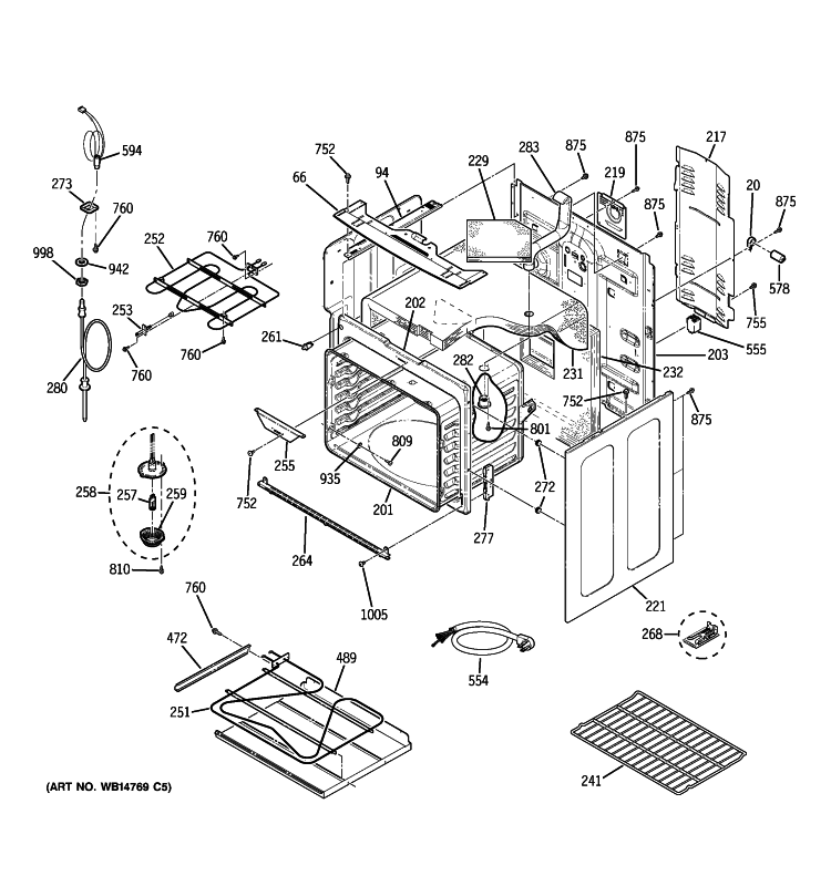 BODY PARTS Diagram and Parts List for PCB969SP2SS  General Electric Range
