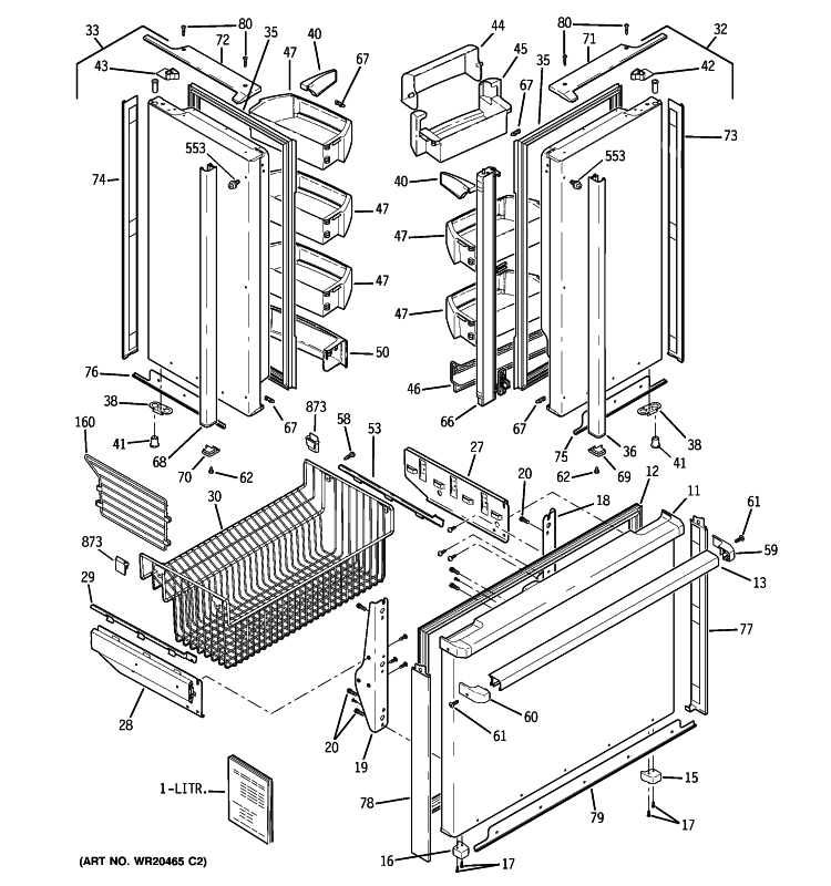 DOORS Diagram and Parts List for PFIE1NFYAAKB  General Electric Refrigerator