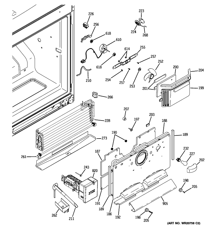 FREEZER SECTION Diagram and Parts List for PFSE5NJZADSS  General Electric Refrigerator