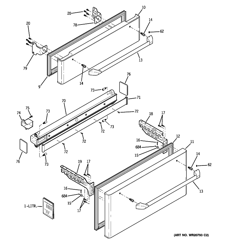 FREEZER DOORS Diagram and Parts List for ZFGP21HZASS  General Electric Refrigerator