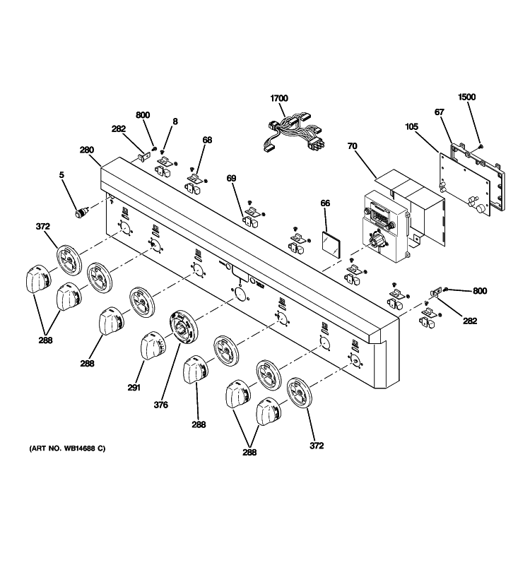CONTROL PANEL Diagram and Parts List for ZDP366LP3SS  General Electric Range