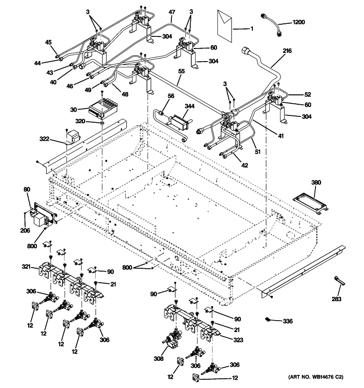GAS & BURNER PARTS Diagram and Parts List for ZDP486LRP3SS  General Electric Range