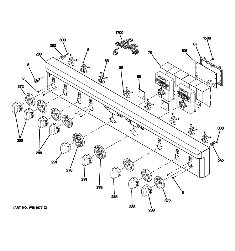 CONTROL PANEL Diagram and Parts List for ZDP486LRP3SS  General Electric Range