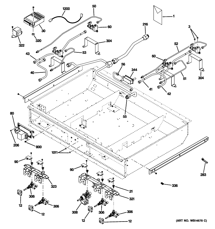 GAS & BURNER PARTS Diagram and Parts List for ZDP366LP2SS  General Electric Range