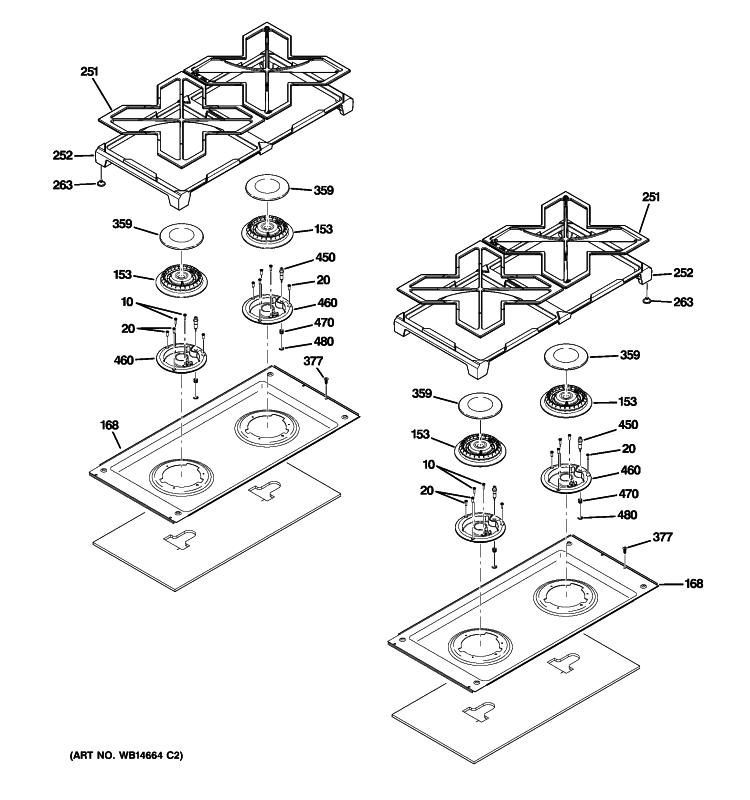 COOKTOP Diagram and Parts List for ZDP364NDP1SS  General Electric Range