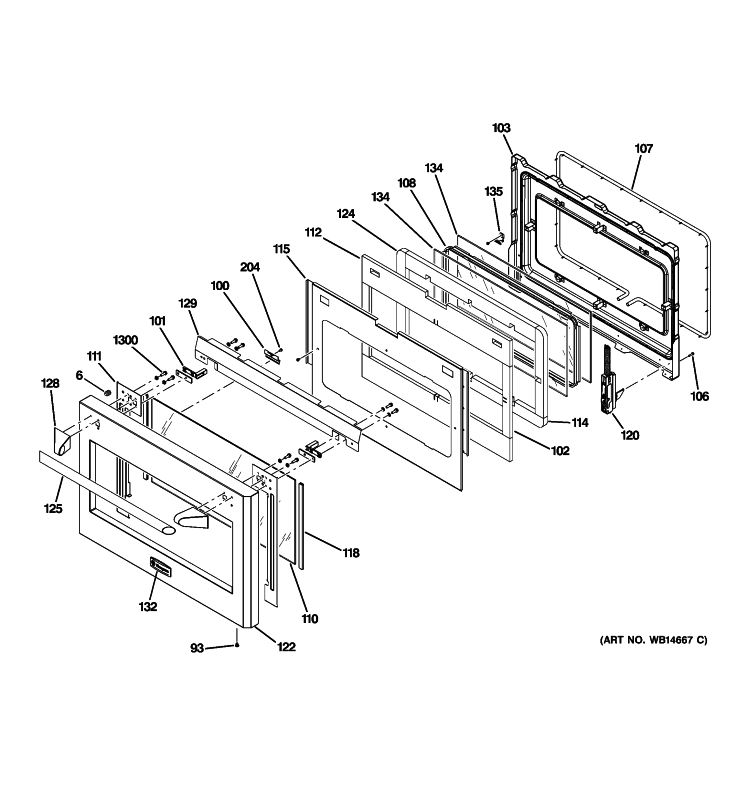 LARGE DOOR ASSEMBLY Diagram and Parts List for ZDP486LDP2SS  General Electric Range