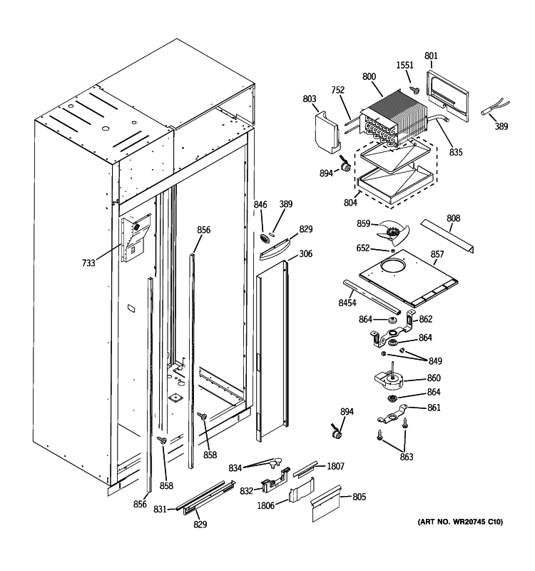 FREEZER SECTION Diagram and Parts List for ZISB420DXA  General Electric Refrigerator
