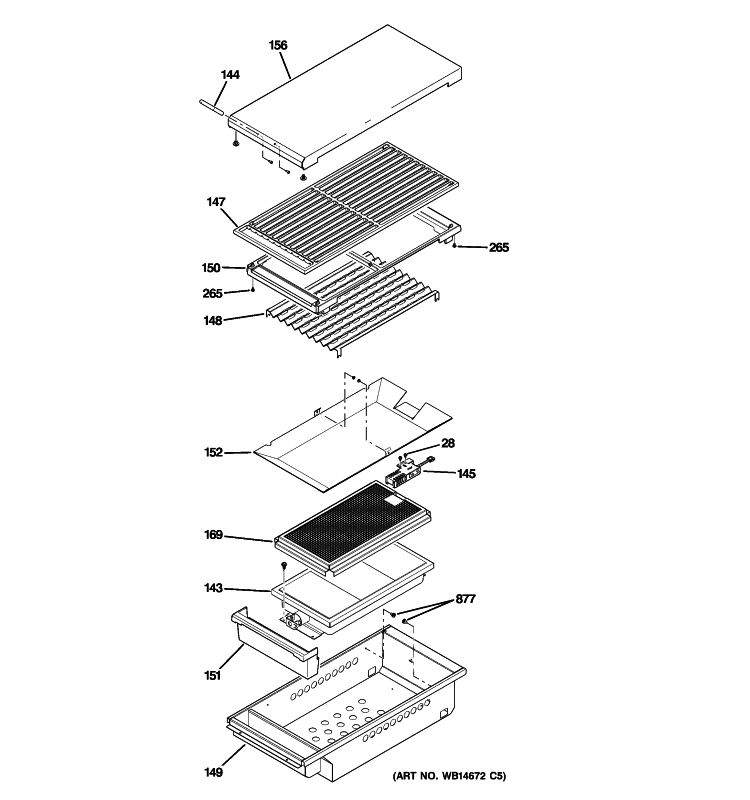 GRILL ASSEMBLY Diagram and Parts List for ZDP304LP1SS  General Electric Range