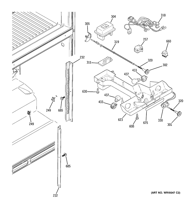 FRESH FOOD SECTION Diagram and Parts List for HTS22GBPBRWW  Hotpoint Refrigerator