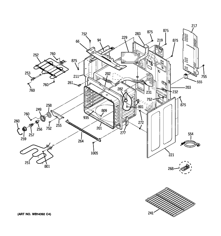 BODY PARTS Diagram and Parts List for PCB900DP2BB  General Electric Range