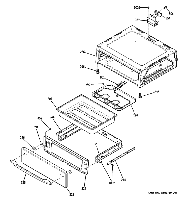 WARMING DRAWER Diagram and Parts List for PCB900SP2SS  General Electric Range