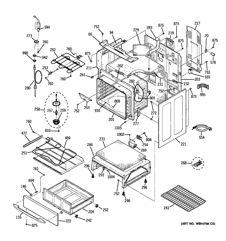 BODY PARTS Diagram and Parts List for PCB909SP3SS  General Electric Range