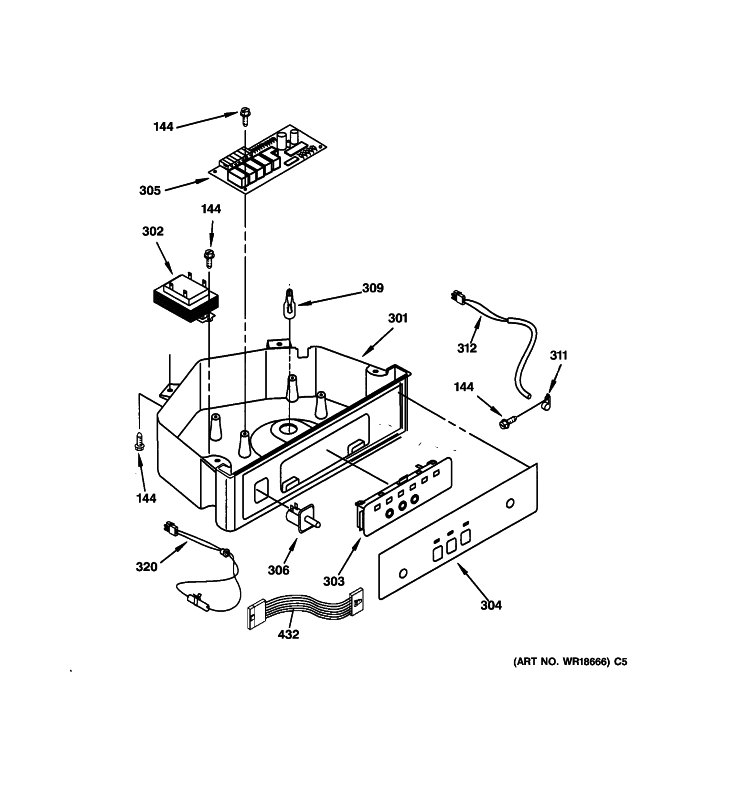 CONTROL PANEL PARTS Diagram and Parts List for ZDIS150WSSD  General Electric Ice Maker