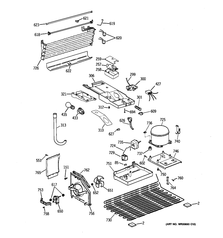 UNIT PARTS Diagram and Parts List for GTH18CCB3LWW  General Electric Refrigerator