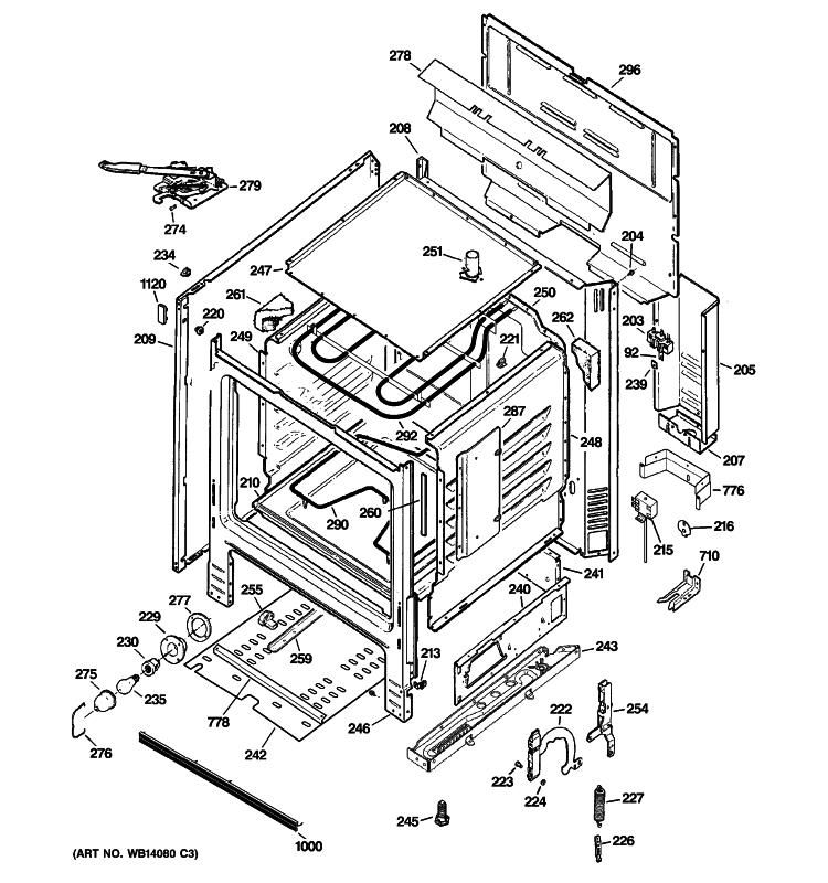 BODY PARTS Diagram and Parts List for JBP15DM2BB  General Electric Range