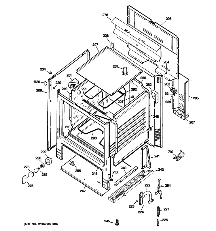 BODY PARTS Diagram and Parts List for JBS07SP2SA  General Electric Range