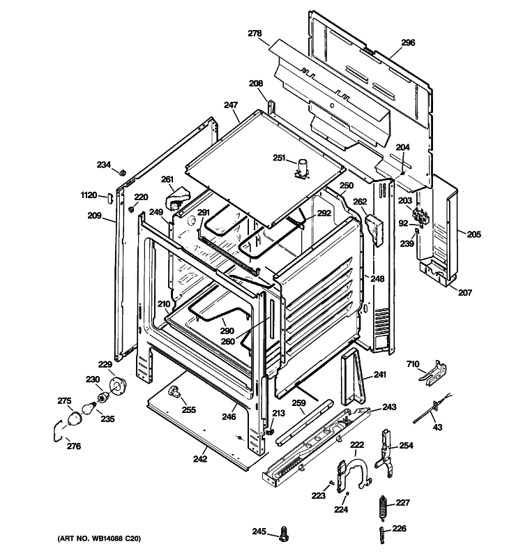 BODY PARTS Diagram and Parts List for JBS27DM2BB  General Electric Range
