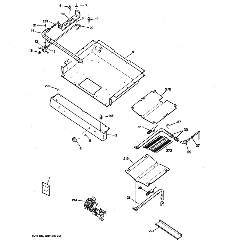 GAS & BURNER PARTS Diagram and Parts List for JGBP35GXM5WW  General Electric Range