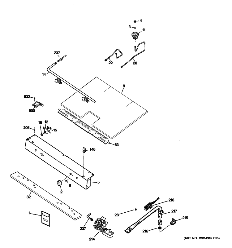 GAS & BURNER PARTS Diagram and Parts List for JGBS18GER2SA  General Electric Range