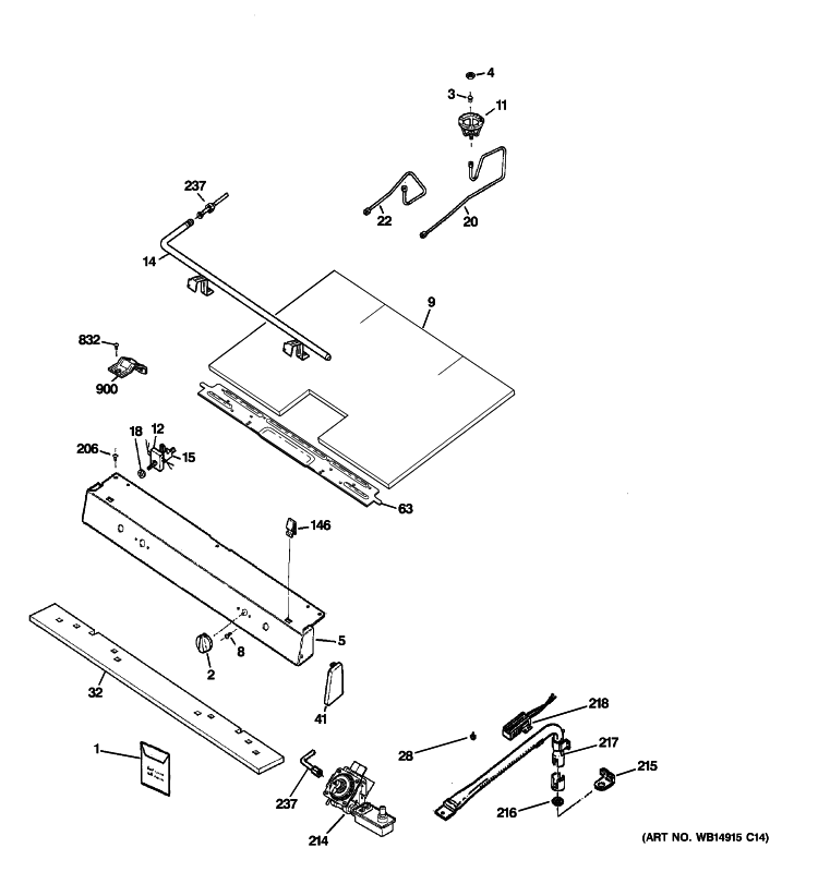 GAS & BURNER PARTS Diagram and Parts List for JGBS18MEN5BS  General Electric Range