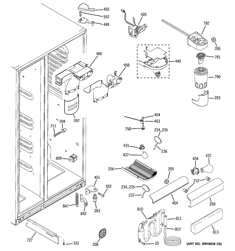 FRESH FOOD SECTION Diagram and Parts List for GSS25QGTACC  General Electric Refrigerator