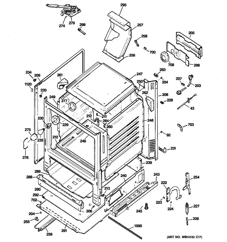 BODY PARTS Diagram and Parts List for JGB281MER3BS  General Electric Range