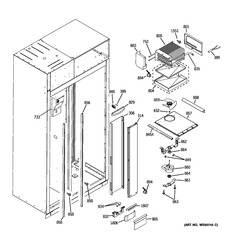 FREEZER SECTION Diagram and Parts List for ZISS420DXASS  General Electric Refrigerator