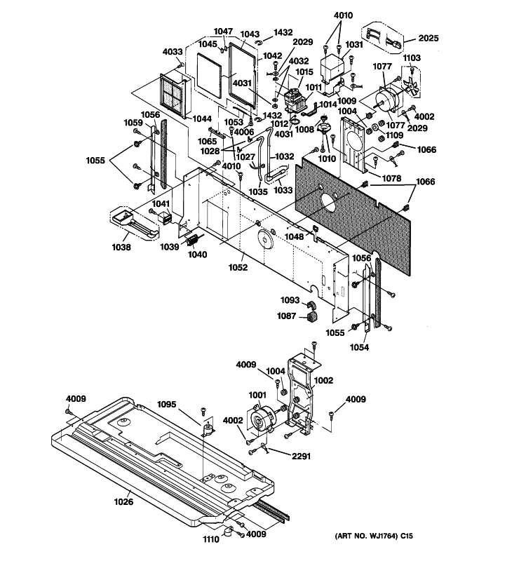 CHASSIS ASSEMBLY Diagram and Parts List for AZ32H12E2DM2  General Electric Air Conditioner